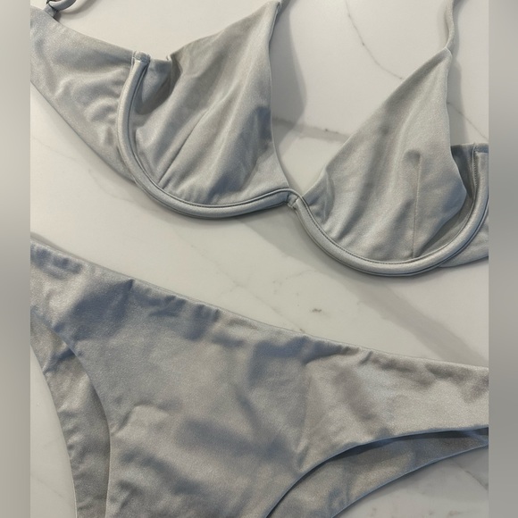 Like New TJ Swim Silver Shine Bikini Top & Bottom Bathing Suit Set - Picture 3 of 6